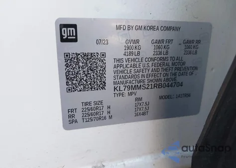 2024 Chevrolet Trailblazer Fwd Ls from USA, damaged, VIN KL79MMS21RB044704